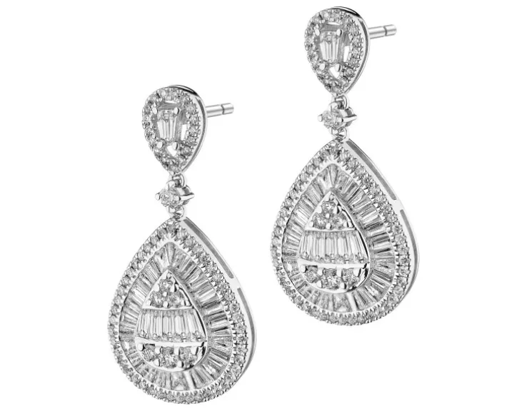 Kolczyki z białego złota z diamentami - 1,53 ct - próba 750