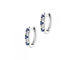 Kolczyki z białego złota z diamentami i szafirami - próba 585