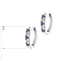 Kolczyki z białego złota z diamentami i szafirami - próba 585
