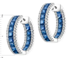 Kolczyki z białego złota z brylantami i szafirami - koła - próba 585