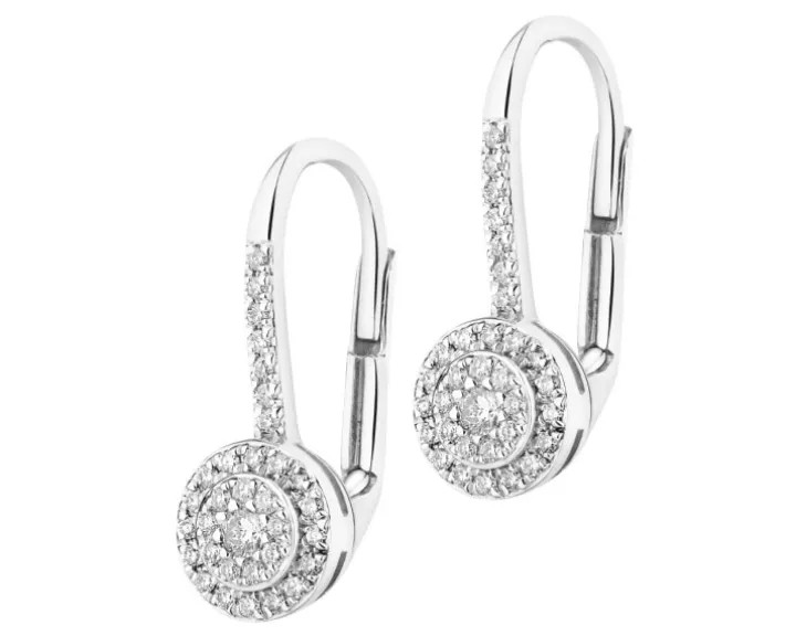 Kolczyki z białego złota z brylantami - 0,18 ct - próba 585