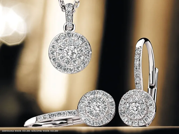 Kolczyki z białego złota z brylantami - 0,18 ct - próba 585