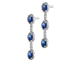 Kolczyki z białego złota z diamentami i szafirami - próba 585