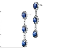 Kolczyki z białego złota z diamentami i szafirami - próba 585