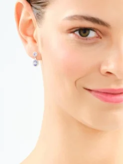 Kolczyki z białego złota z brylantami i tanzanitami - próba 585