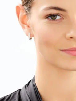 Kolczyki z białego złota z brylantami laboratoryjnymi - koła - 0,50 ct - próba 585