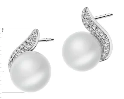 Kolczyki z białego złota z brylantami i perłami South Sea - próba 585