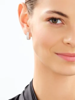 Kolczyki z białego złota z brylantami laboratoryjnymi - koła - 0,75 ct - próba 585