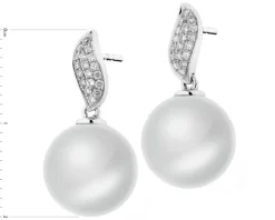 Kolczyki z białego złota z brylantami i perłami South Sea - próba 585