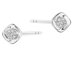 Kolczyki z białego złota z diamentami - 0,05 ct - próba 585