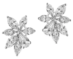 Kolczyki z białego złota z diamentami - kwiaty - 3,88 ct - próba 750