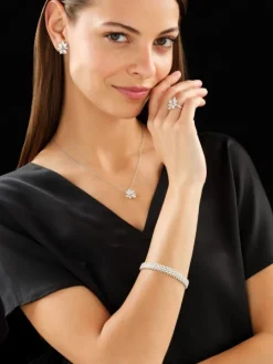 Kolczyki z białego złota z diamentami - kwiaty - 3,88 ct - próba 750