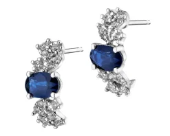 Kolczyki z białego złota z brylantami i szafirami - próba 585