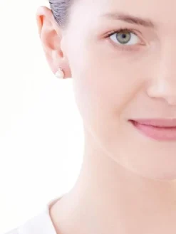 Kolczyki z białego złota z diamentami i perłami - próba 585