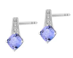 Kolczyki z białego złota z diamentami i tanzanitami - próba 585