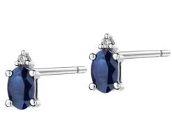 Kolczyki z białego złota z brylantami i szafirami - próba 585