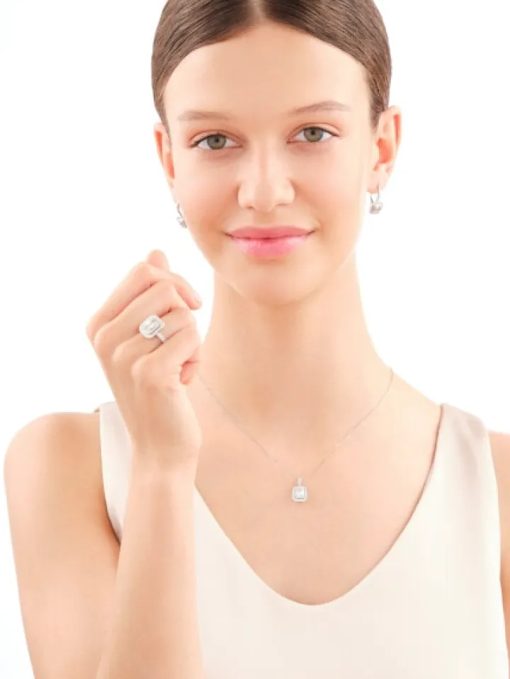 Kolczyki z białego złota z diamentami - 0,72 ct - próba 585