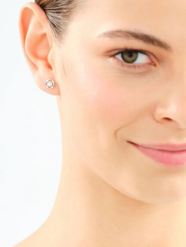 Kolczyki z białego złota z brylantami - 0,05 ct - próba 585