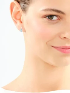 Kolczyki z białego złota z diamentami i topazami - próba 585