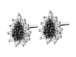 Kolczyki z białego złota z diamentami - 0,10 ct - próba 375