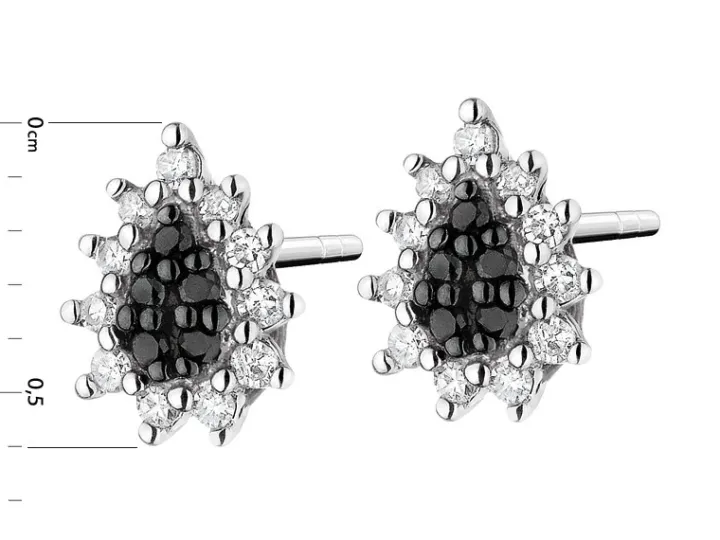 Kolczyki z białego złota z diamentami - 0,10 ct - próba 375