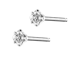 Kolczyki z białego złota z diamentami - 0,006 ct - próba 375