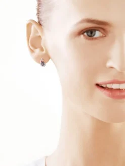 Kolczyki z białego złota z diamentami i topazami London Blue - próba 375