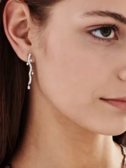 Kolczyki z białego złota z brylantami - 0,80 ct - próba 585