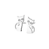 Kolczyki z białego złota z diamentami - koty - 0,008 ct - próba 375