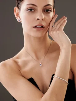 Kolczyki z białego złota z brylantami i tanzanitami - próba 585