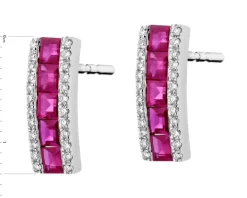 Kolczyki z białego złota z brylantami i rubinami - próba 585