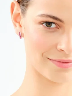 Kolczyki z białego złota z brylantami i rubinami - próba 585