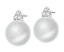 Kolczyki z białego złota z brylantami i perłami South Sea - próba 585