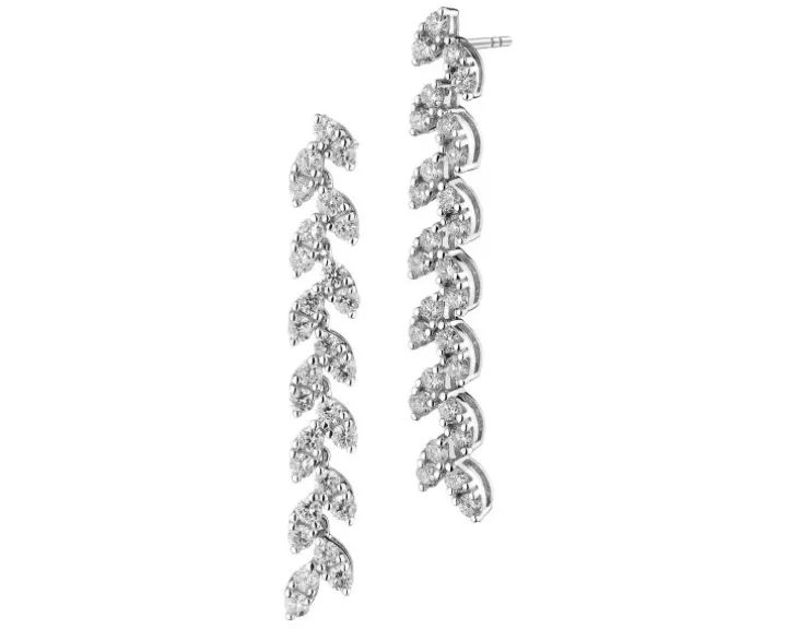 Kolczyki z białego złota z brylantami - 1,58 ct - próba 750