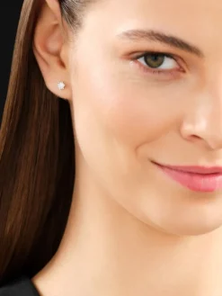 Kolczyki z białego złota z brylantami - 0,12 ct - próba 750