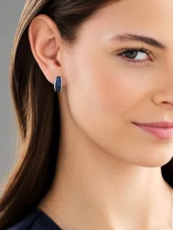 Kolczyki z białego złota z brylantami i szafirami - próba 585