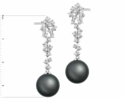 Kolczyki z białego złota z brylantami i perłami Tahiti - próba 585