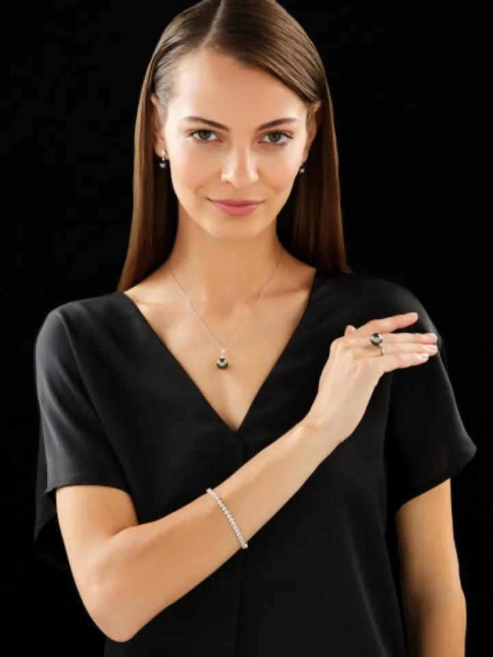 Kolczyki z białego złota z brylantami i perłami Tahiti - próba 750