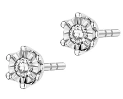 Kolczyki z białego złota z brylantami - 0,05 ct - próba 585