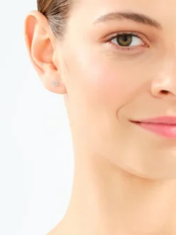 Kolczyki z białego złota z diamentami - kwadraty - 0,05 ct - próba 375