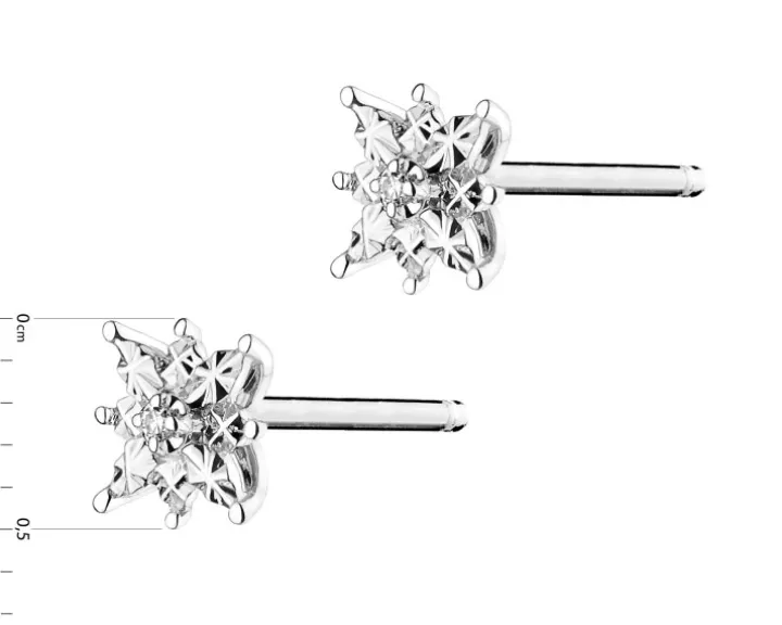 Kolczyki z białego złota z diamentami - gwiazdy - 0,006 ct - próba 375