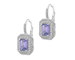Kolczyki z białego złota z diamentami i tanzanitami - próba 585