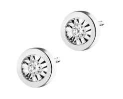 Kolczyki z białego złota z brylantami - 0,04 ct - próba 375