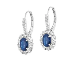 Kolczyki z białego złota z brylantami i szafirami - próba 585