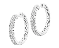 Kolczyki z białego złota z brylantami - koła - 0,50 ct - próba 585