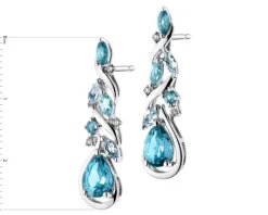 Kolczyki z białego złota z brylantami i topazami - próba 585