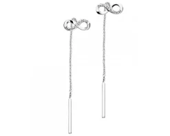 Kolczyki z białego złota z diamentami - nieskończoność - 0,006 ct - próba 585