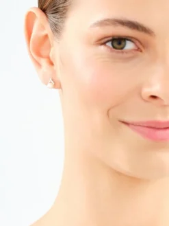 Kolczyki z białego złota z diamentami i perłami - próba 585