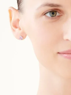 Kolczyki z białego złota z diamentami i ametystami - próba 585