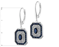 Kolczyki z białego złota z diamentami i szafirami - próba 585
